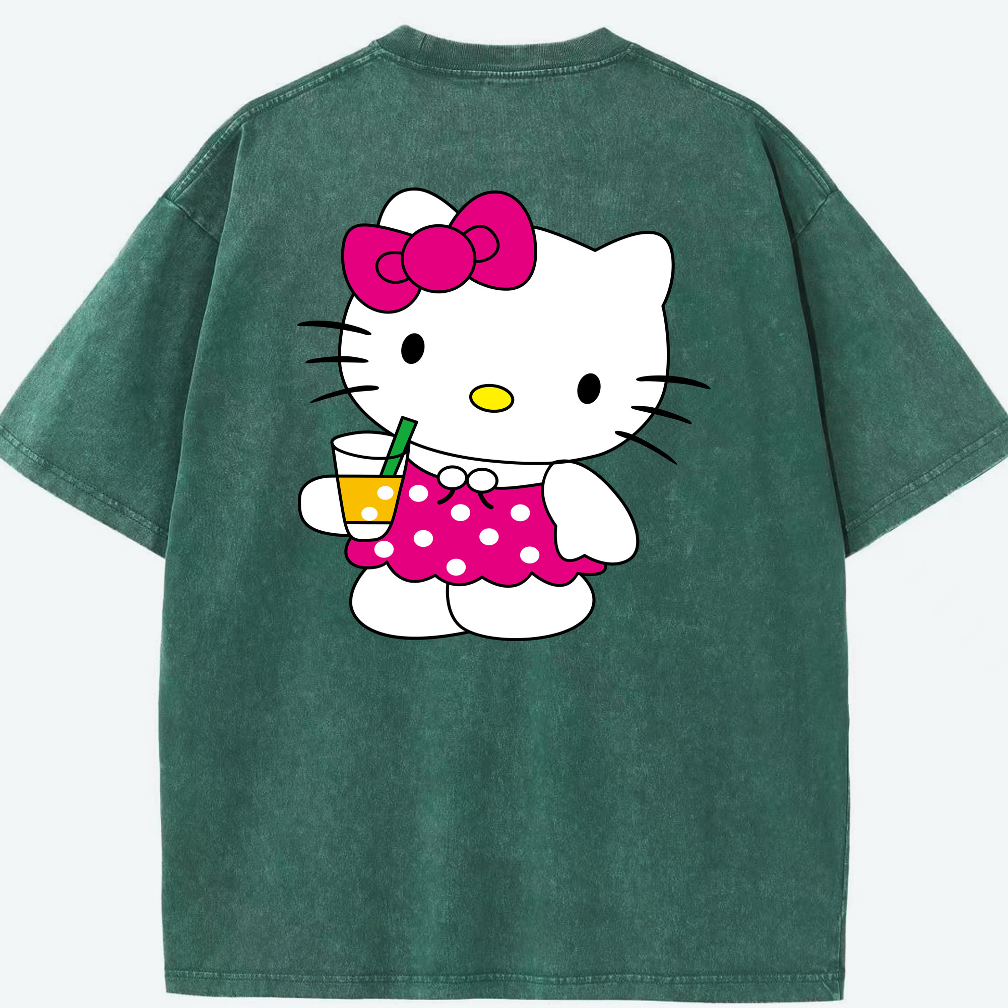 （画像用） Hello Kitty ハローキティ 綿100% ヴィンテージ風 半袖Tシャツ（背面プリント）